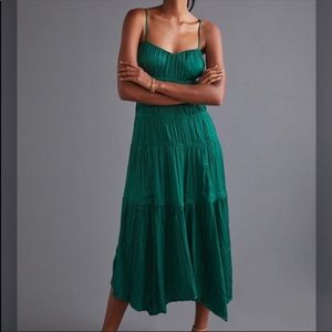 Anthropologie Ruched Slip Dress EUC